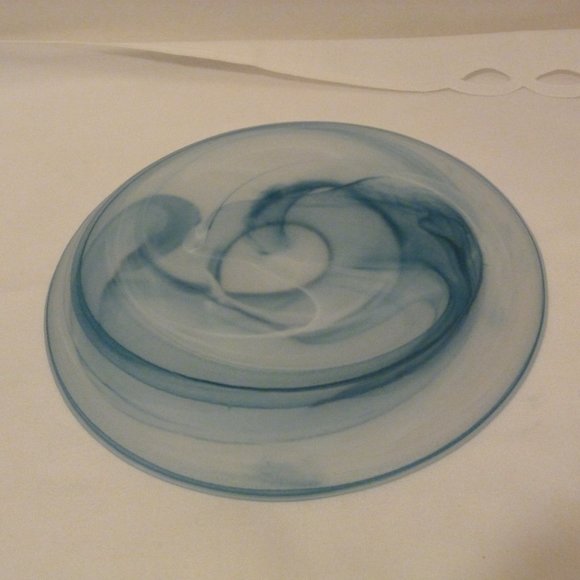 Artisan Ware Art Glass Ice Blue & White Swirl Design Serving Plate / Platter, - Picture 7 of 10